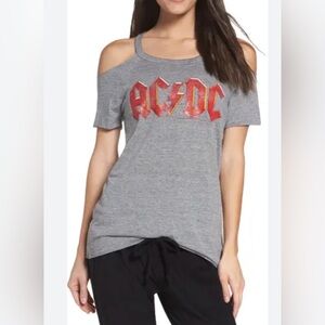 Chaser AC DC Cold Shoulder Tee Sz XS